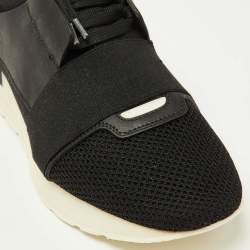 Balenciaga Black/Pink Patent and Mesh Race Runner Sneakers Size 39