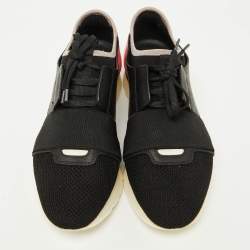 Balenciaga Black/Pink Patent and Mesh Race Runner Sneakers Size 39