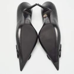 Pre Owned Balenciaga Black Lizard Embossed Leather Knife BB Pumps Size 37