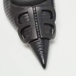 Pre Owned Balenciaga Black Lizard Embossed Leather Knife BB Pumps Size 37