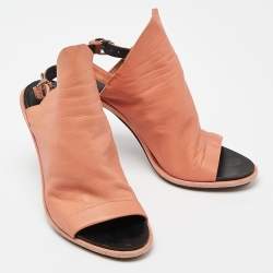 Balenciaga Orange Leather and Suede Glove Sandals Size 37