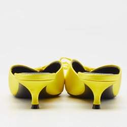 Balenciaga Yellow Satin Knife Bow Pointed Toe Mules Size 36.5