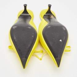 Balenciaga Yellow Satin Knife Bow Pointed Toe Mules Size 36.5