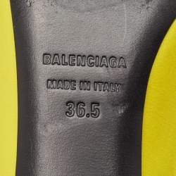 Balenciaga Yellow Satin Knife Bow Pointed Toe Mules Size 36.5