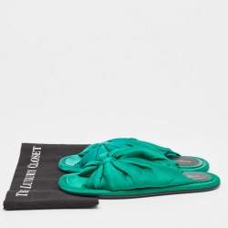 Balenciaga Green Satin Bow Slide Flats Size 39