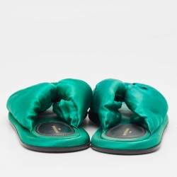 Balenciaga Green Satin Bow Slide Flats Size 39