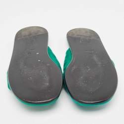Balenciaga Green Satin Bow Slide Flats Size 39