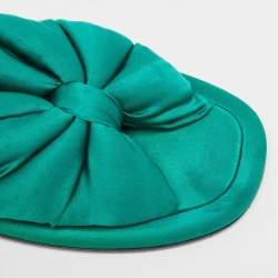 Balenciaga Green Satin Bow Slide Flats Size 39