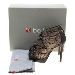 Ballin Black Lace Bow Detail Peep Toe Platform Sandals Size 38.5