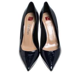 Ballin Blue Patent Leather Pointed Toe Pumps Size 38