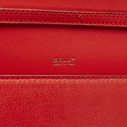 Bally Red/White Leather East/West Ollam Brief Top Handle Bag