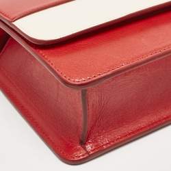 Bally Red/White Leather East/West Ollam Brief Top Handle Bag