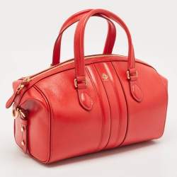 Bally Red Leather Small Beckett Week Top Handle Bag