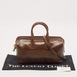 Bally Brown Glaze Leather Small Belle Boston Bag