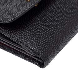 Bally Black Textured Leather Tri Fold Wallet