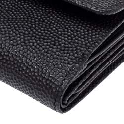 Bally Black Textured Leather Tri Fold Wallet