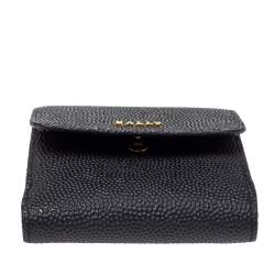 Bally Black Textured Leather Tri Fold Wallet