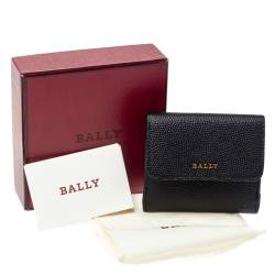 Bally Black Textured Leather Tri Fold Wallet