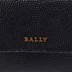 Bally Black Textured Leather Tri Fold Wallet