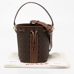 Bally Brown Coated Canvas and Leather Donae Bucket Bag 