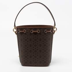 Bally Brown Coated Canvas and Leather Donae Bucket Bag 