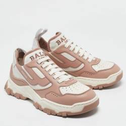 Bally Old Rose/White Leather Holden Sneakers Size 38