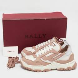 Bally Old Rose/White Leather Holden Sneakers Size 38