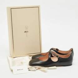 Bally Black Leather Byntia Ballet Flats Size 38
