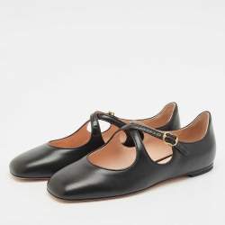 Bally Black Leather Byntia Ballet Flats Size 38