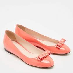 Bally Coral Orange Patent Leather Benalla Ballet Flats Size 37.5