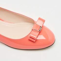 Bally Coral Orange Patent Leather Benalla Ballet Flats Size 37.5