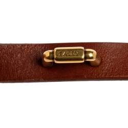 Pre Owned Bally Brown Leather Hook Buckle Narrow Waist Belt 95CM