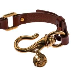 Pre Owned Bally Brown Leather Hook Buckle Narrow Waist Belt 95CM