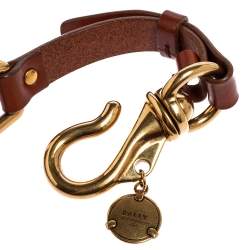 Pre Owned Bally Brown Leather Hook Buckle Narrow Waist Belt 95CM