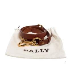 Pre Owned Bally Brown Leather Hook Buckle Narrow Waist Belt 95CM