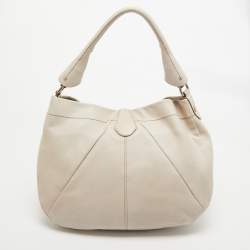 Pre Owned Bally Off White Leather Milip Hobo