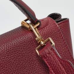 Bally Burgundy Leather B Turnlock Top Handle Bag