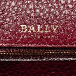 Bally Burgundy Leather B Turnlock Top Handle Bag