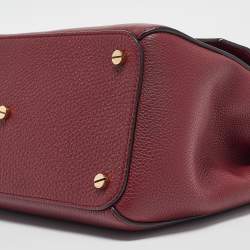 Bally Burgundy Leather B Turnlock Top Handle Bag