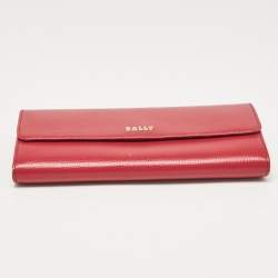 Bally Pink Leather Logo Flap Continental Wallet