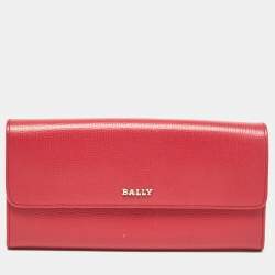 Bally Pink Leather Logo Flap Continental Wallet