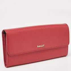 Bally Pink Leather Logo Flap Continental Wallet