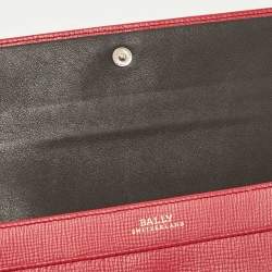 Bally Pink Leather Logo Flap Continental Wallet