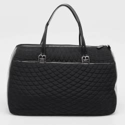 Bally Black Quilted Nylon and Leather Duffel Bag