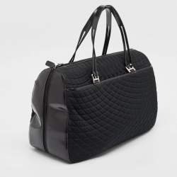 Bally Black Quilted Nylon and Leather Duffel Bag