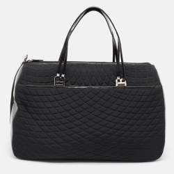 Bally Black Quilted Nylon and Leather Duffel Bag