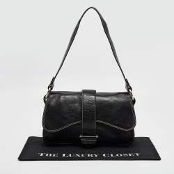 Bally Black Leather Flap Shoulder Bag