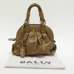 Bally Metallic Olive Leather Satchel