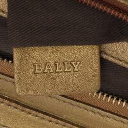 Bally Metallic Olive Leather Satchel