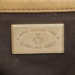Bally Metallic Olive Leather Satchel